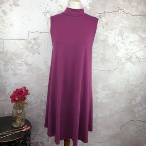 Joan Vass Sleeveless Mock Neck Swing Dress L NWT